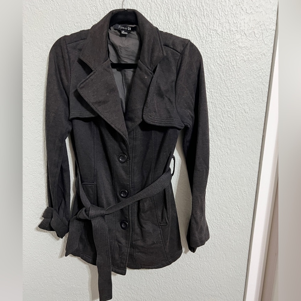 Women's Dark Gray Belted Jacket